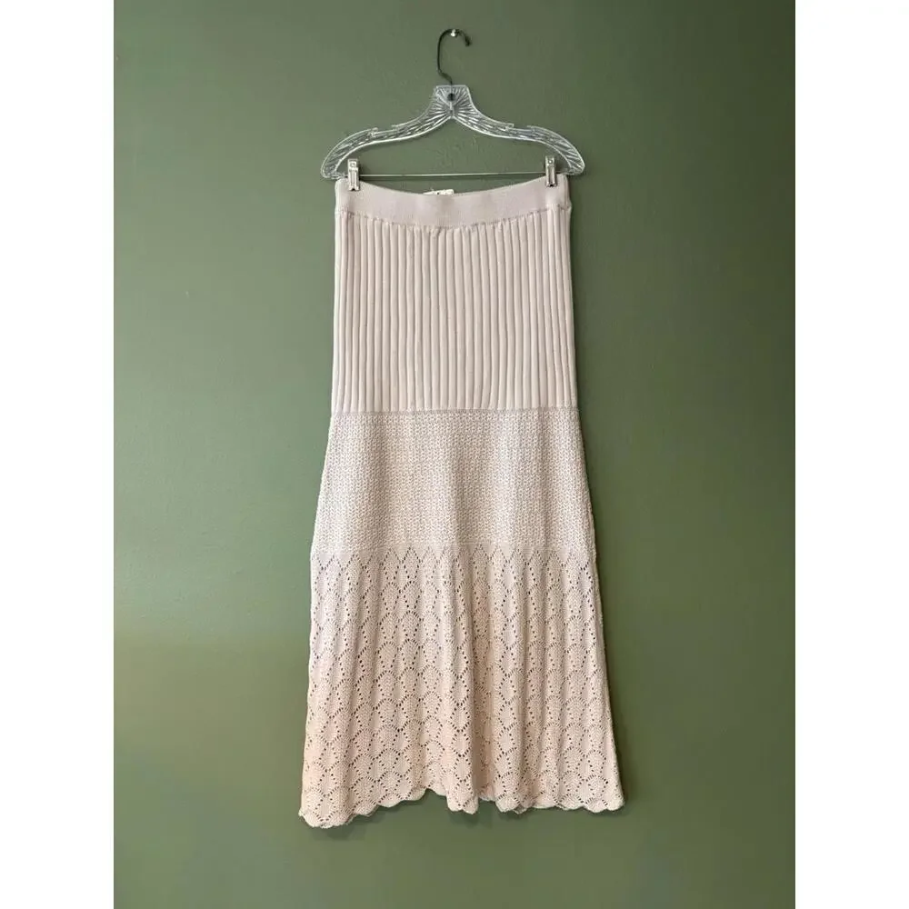 Free People Bari Knit Column Maxi Skirt Harvest Moon Size M NWT